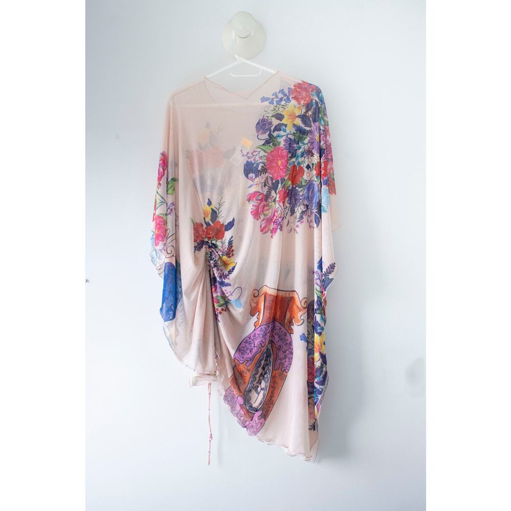 Agua Bendita Pink Floral Cover-Up with Multicolor Print - Picture 5 of 6